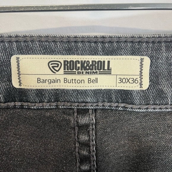 NWT Rock & Roll Denim Bargain Button Bell High Rise Bell Bottom Jeans Charcoal - Picture 13 of 13